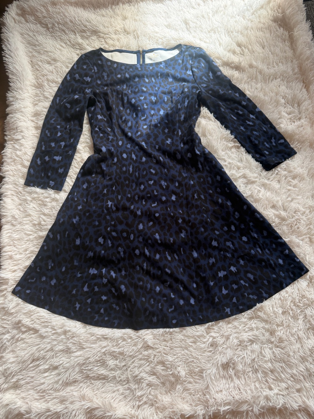 kate spade Navy and Black Leopard Print Midi Dress
